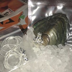 Heart pearl cage with chain and oyster